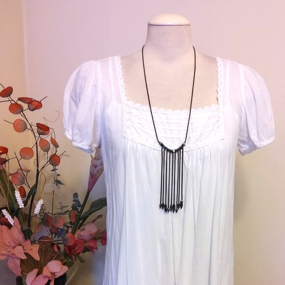 Vintage NEW sandwich jewellery Black Chain Pendant VTG Necklace - Picture 5 of 8